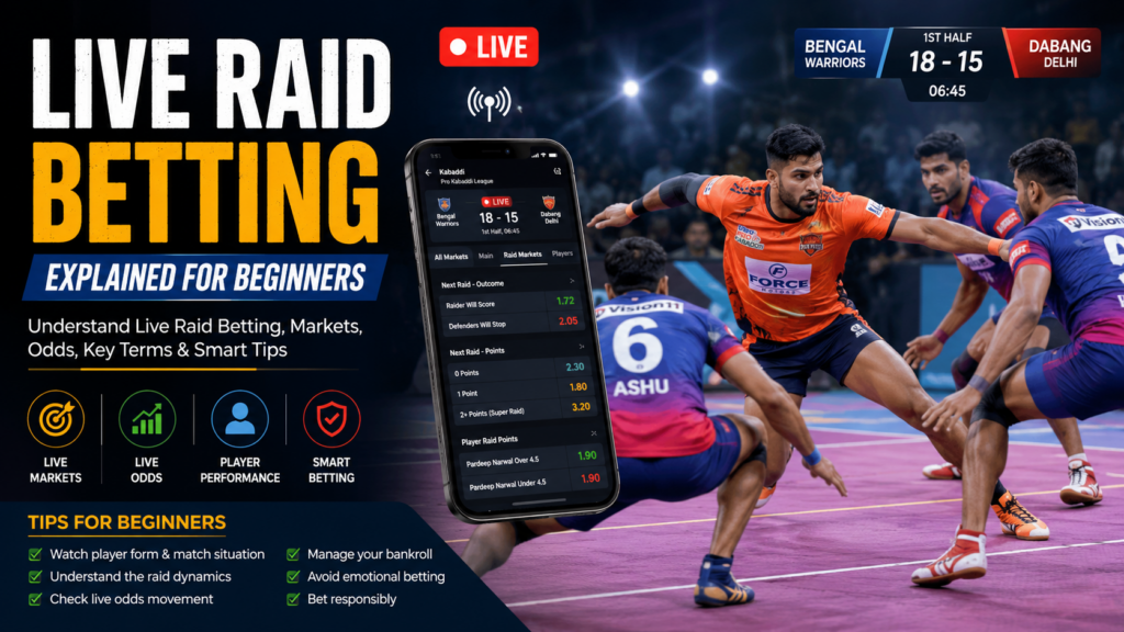 Live Raid Betting explained for beginners during a kabaddi match
