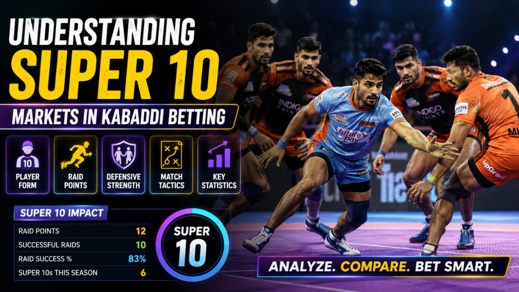 Super 10 markets in Kabaddi Betting and player raid points